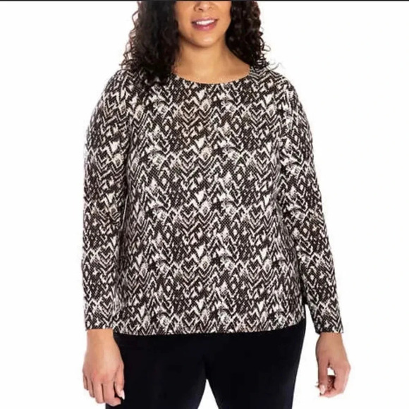 Mario Serrani Ladies' Tunic Top Large Black & Ivory - Picture 4 of 6